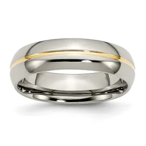 Titanium Polished Yellow IP-plated 6mm Grooved Band