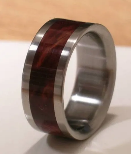 Titanium Ring Desert Iron Wood Band Mens or Ladies Custom Made Brown WOODEN WEDDING Bands