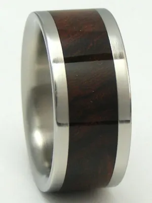 Titanium Ring Desert Iron Wood Band Mens or Ladies Custom Made Brown WOODEN WEDDING Bands