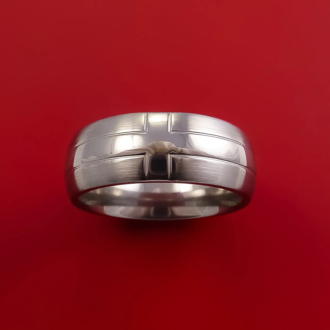 Titanium Ring with Cross Design Custom Made Band