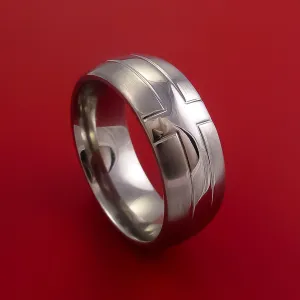 Titanium Ring with Cross Design Custom Made Band