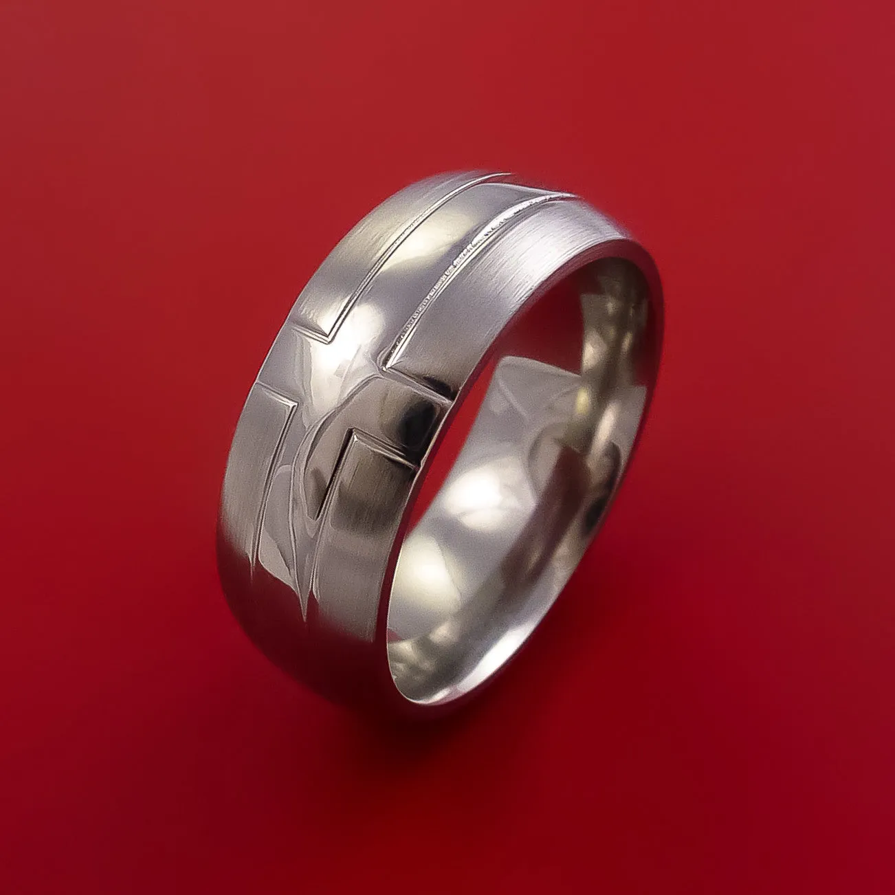 Titanium Ring with Cross Design Custom Made Band