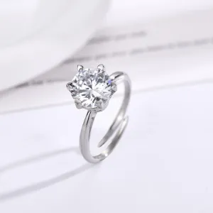 Titanium Steel Rotating Six-heart Claw Support Decompression Rotating Ring Women's Sapphire Ring Cross Living Simple Fashion