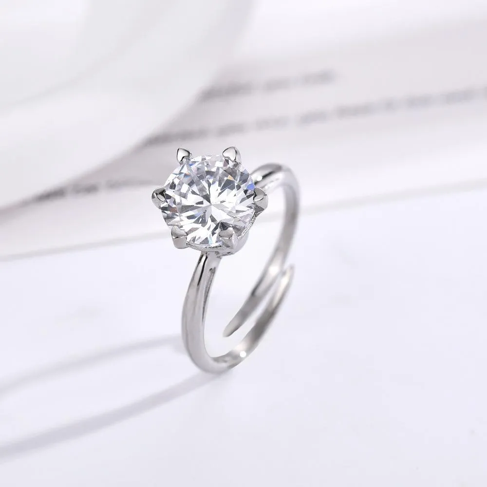 Titanium Steel Rotating Six-heart Claw Support Decompression Rotating Ring Women's Sapphire Ring Cross Living Simple Fashion