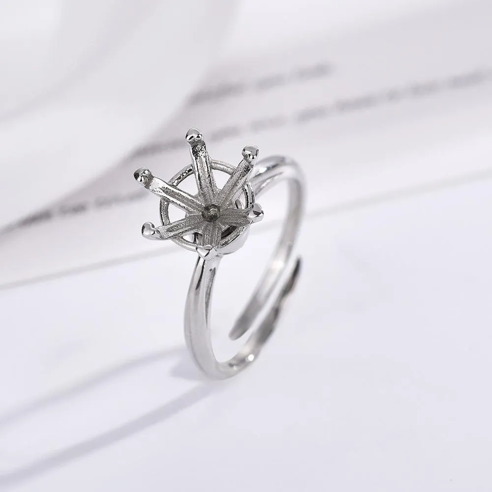 Titanium Steel Rotating Six-heart Claw Support Decompression Rotating Ring Women's Sapphire Ring Cross Living Simple Fashion