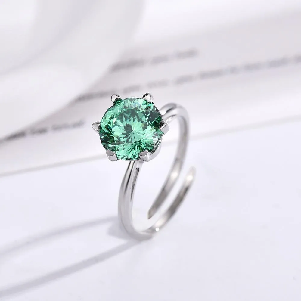Titanium Steel Rotating Six-heart Claw Support Decompression Rotating Ring Women's Sapphire Ring Cross Living Simple Fashion