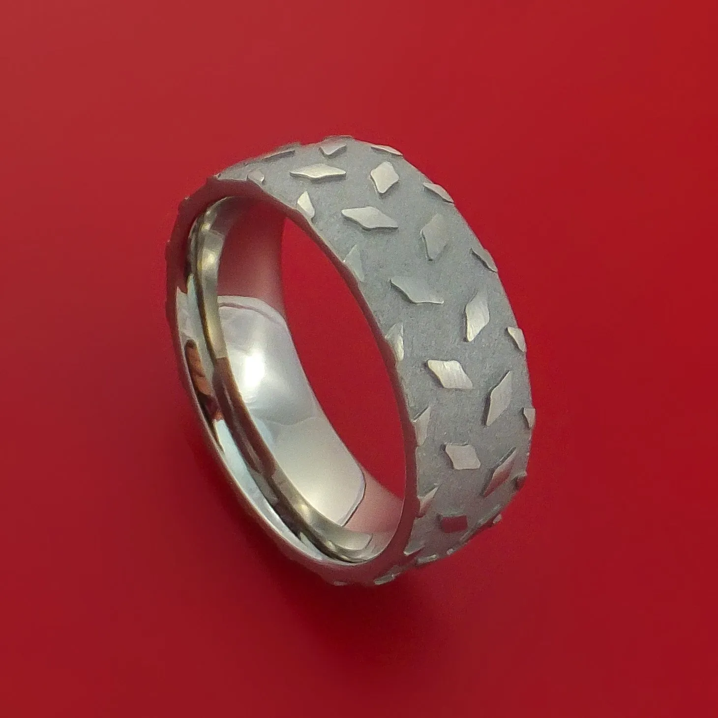 Titanium Textured Plate Pattern Ring Custom Made
