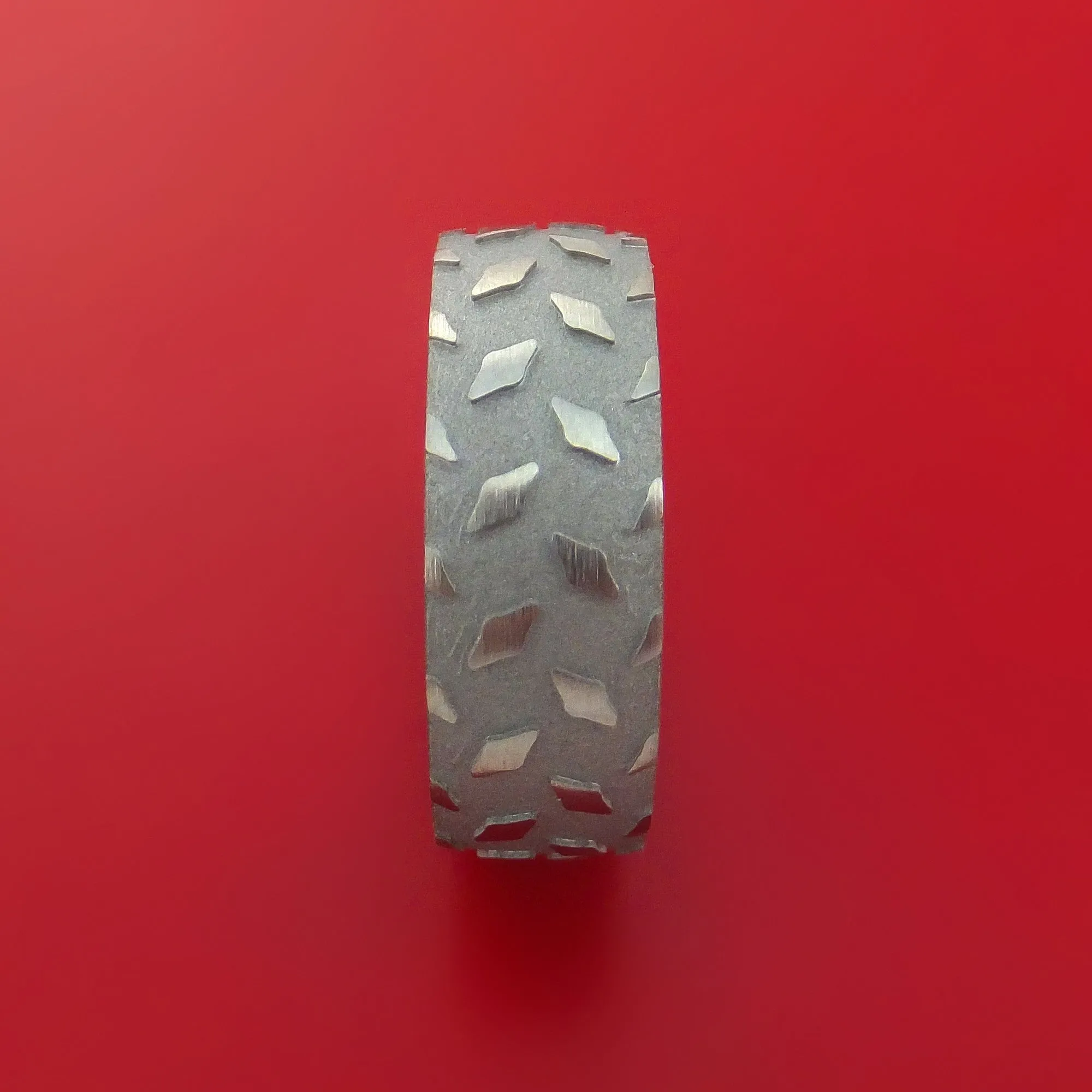 Titanium Textured Plate Pattern Ring Custom Made