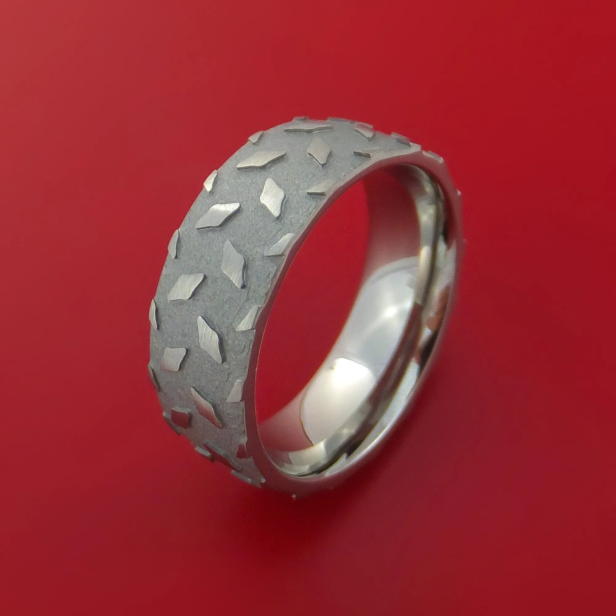 Titanium Textured Plate Pattern Ring Custom Made