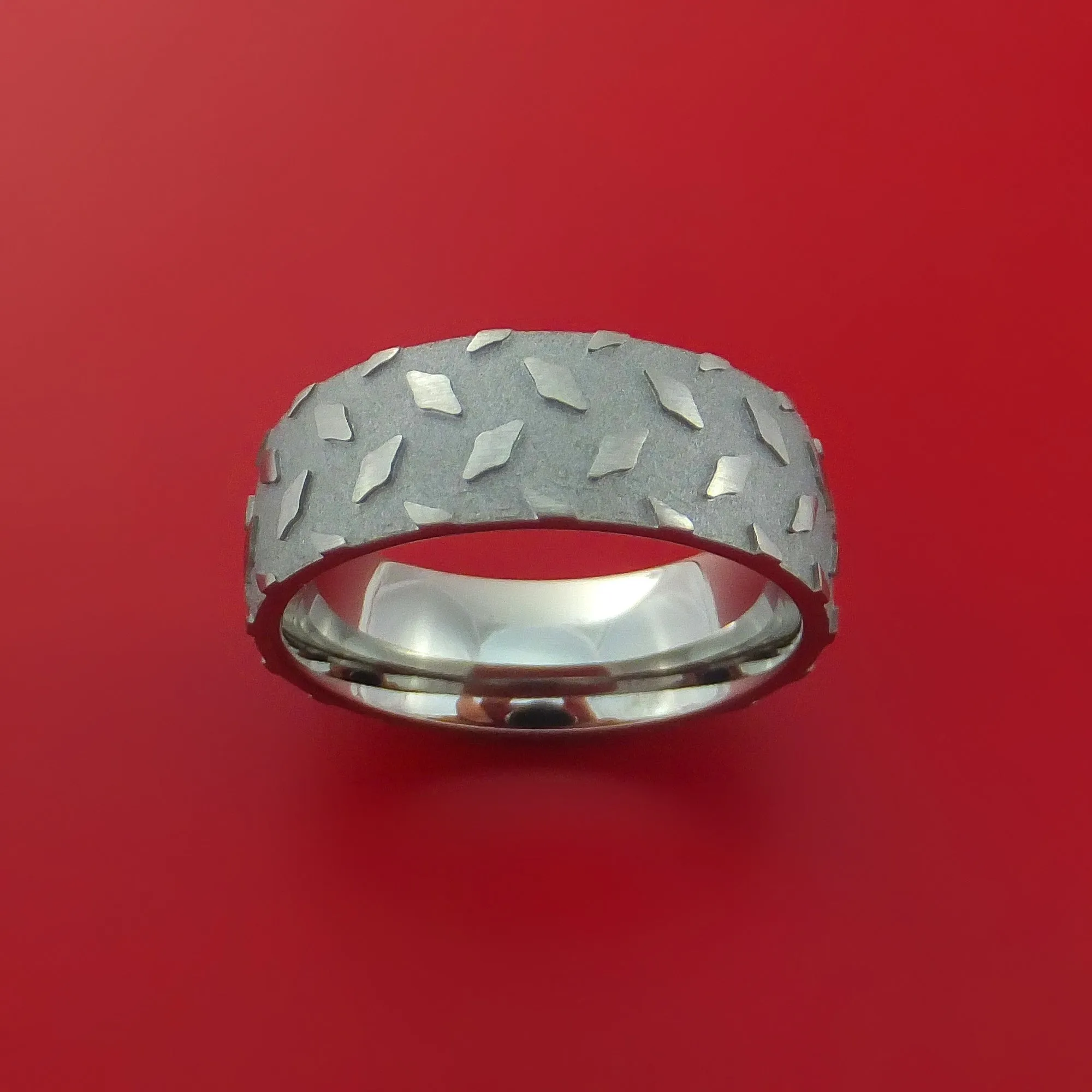 Titanium Textured Plate Pattern Ring Custom Made