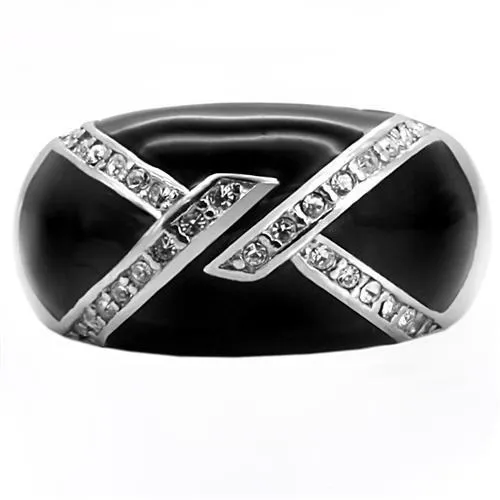 TK022 High polished (no plating) Stainless Steel Ring with Top Grade Crystal in Clear