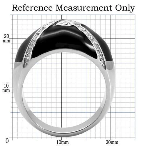 TK022 High polished (no plating) Stainless Steel Ring with Top Grade Crystal in Clear