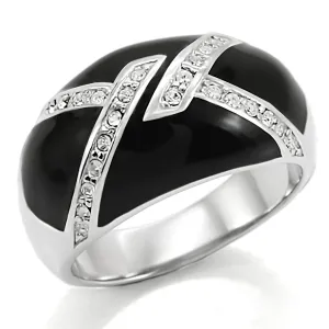 TK022 High polished (no plating) Stainless Steel Ring with Top Grade Crystal in Clear