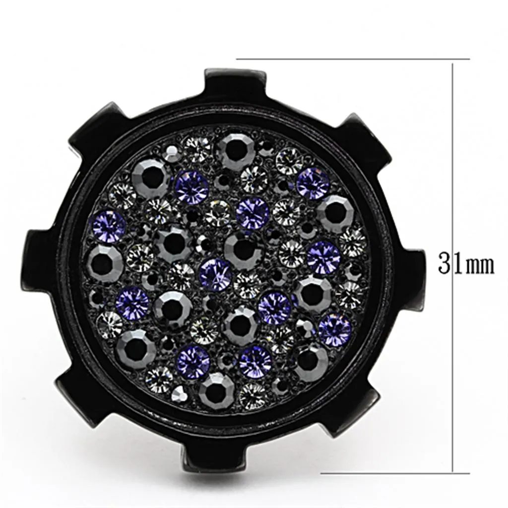 TK1296 IP Black(Ion Plating) Stainless Steel Ring with Top Grade Crystal in Multi Color