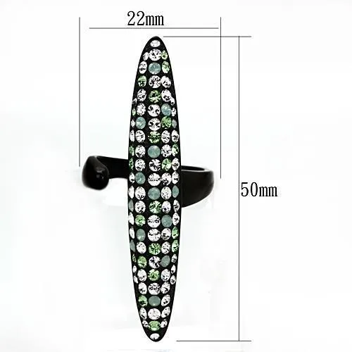 TK1365 IP Black(Ion Plating) Stainless Steel Ring with Top Grade Crystal in Multi Color