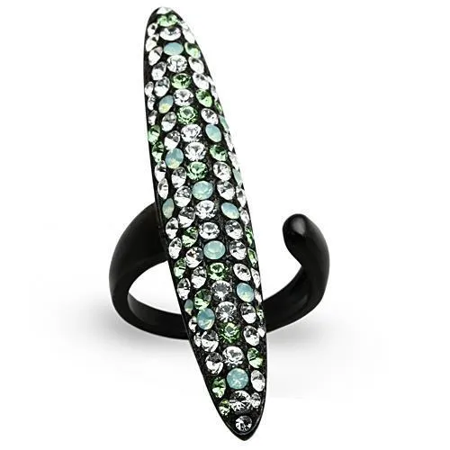 TK1365 IP Black(Ion Plating) Stainless Steel Ring with Top Grade Crystal in Multi Color
