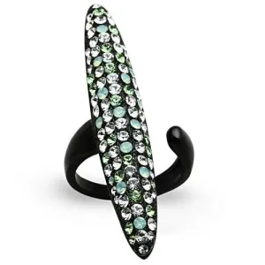 TK1365 IP Black(Ion Plating) Stainless Steel Ring with Top Grade Crystal in Multi Color