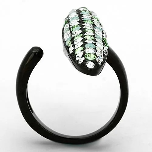 TK1365 IP Black(Ion Plating) Stainless Steel Ring with Top Grade Crystal in Multi Color