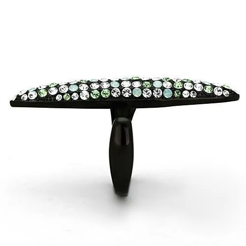 TK1365 IP Black(Ion Plating) Stainless Steel Ring with Top Grade Crystal in Multi Color