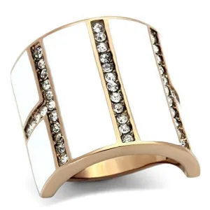 TK1444 IP Rose Gold(Ion Plating) Stainless Steel Ring with Top Grade Crystal in Clear
