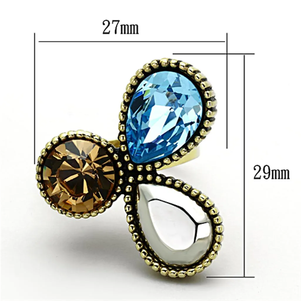 TK1496 IP Gold(Ion Plating) Stainless Steel Ring with Top Grade Crystal in Multi Color