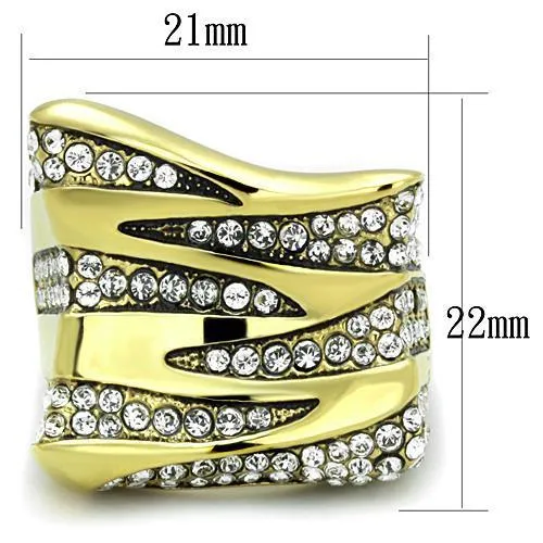 TK1709 IP Gold(Ion Plating) Stainless Steel Ring with Top Grade Crystal in Clear