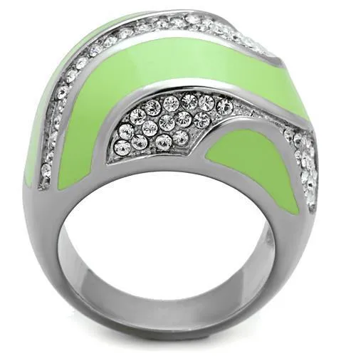 TK1741 High polished (no plating) Stainless Steel Ring with Top Grade Crystal in Clear