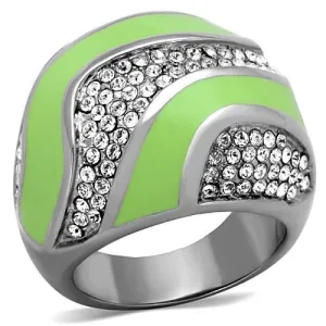 TK1741 High polished (no plating) Stainless Steel Ring with Top Grade Crystal in Clear