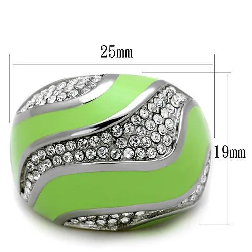 TK1741 High polished (no plating) Stainless Steel Ring with Top Grade Crystal in Clear