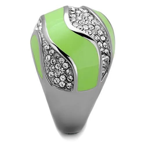 TK1741 High polished (no plating) Stainless Steel Ring with Top Grade Crystal in Clear
