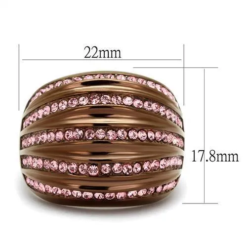 TK1789LC IP Coffee light Stainless Steel Ring with Top Grade Crystal in Light Rose