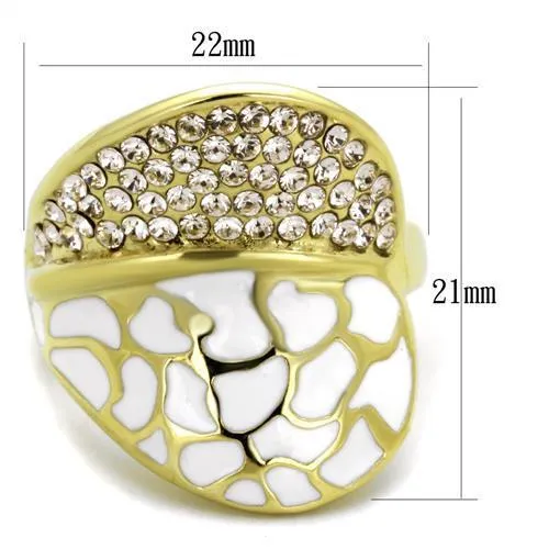 TK1851 IP Gold(Ion Plating) Stainless Steel Ring with Top Grade Crystal in Clear