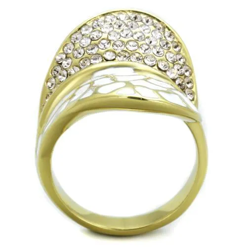 TK1851 IP Gold(Ion Plating) Stainless Steel Ring with Top Grade Crystal in Clear