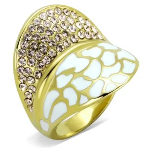 TK1851 IP Gold(Ion Plating) Stainless Steel Ring with Top Grade Crystal in Clear