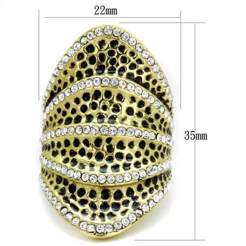 TK1887 IP Gold(Ion Plating) Stainless Steel Ring with Top Grade Crystal in Clear