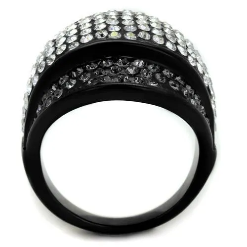 TK2200 IP Black(Ion Plating) Stainless Steel Ring with Top Grade Crystal in Multi Color