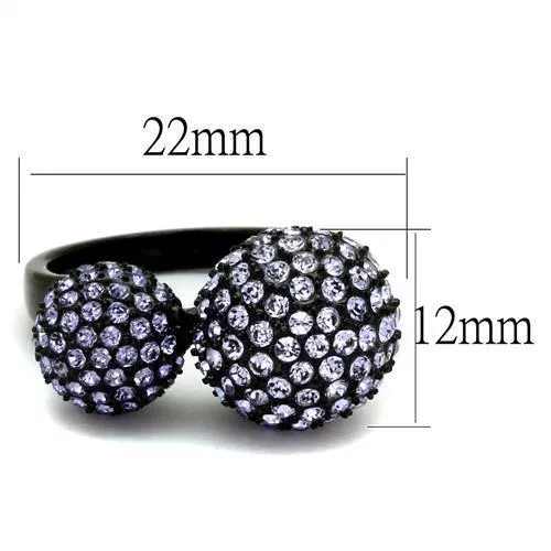TK2285 IP Black(Ion Plating) Stainless Steel Ring with Top Grade Crystal in Multi Color