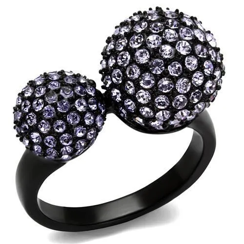 TK2285 IP Black(Ion Plating) Stainless Steel Ring with Top Grade Crystal in Multi Color