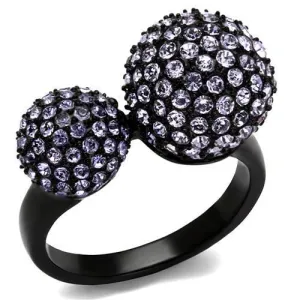 TK2285 IP Black(Ion Plating) Stainless Steel Ring with Top Grade Crystal in Multi Color