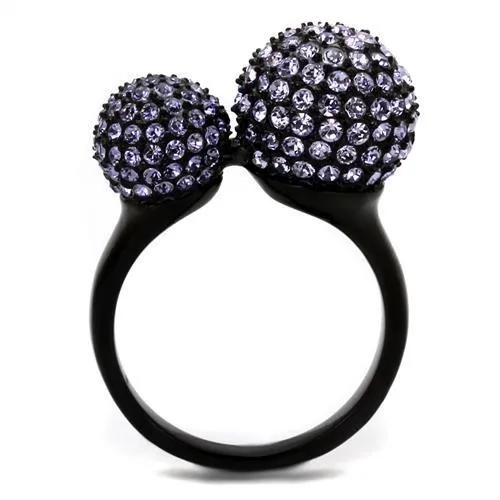 TK2285 IP Black(Ion Plating) Stainless Steel Ring with Top Grade Crystal in Multi Color