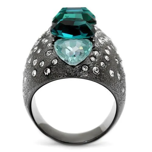 TK2698 IP Light Black  (IP Gun) Stainless Steel Ring with Top Grade Crystal in Multi Color