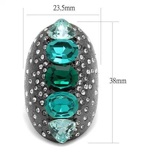 TK2698 IP Light Black  (IP Gun) Stainless Steel Ring with Top Grade Crystal in Multi Color