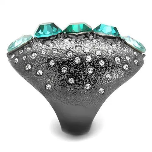 TK2698 IP Light Black  (IP Gun) Stainless Steel Ring with Top Grade Crystal in Multi Color