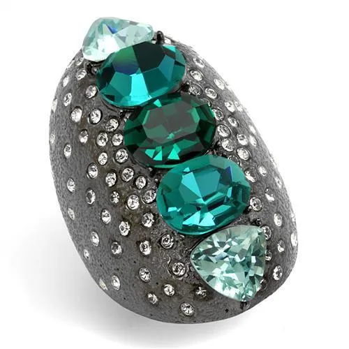 TK2698 IP Light Black  (IP Gun) Stainless Steel Ring with Top Grade Crystal in Multi Color