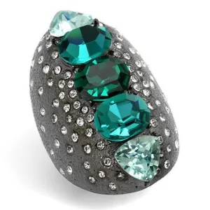 TK2698 IP Light Black  (IP Gun) Stainless Steel Ring with Top Grade Crystal in Multi Color