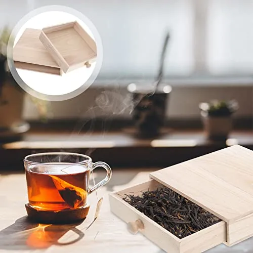 Toddmomy 1pcs Wooden Drawer Box Desktop Stackable Drawer Tea Bag Storage Drawer Unfinished Trinket Case Jewelry Organizer Holder for home Kitchen