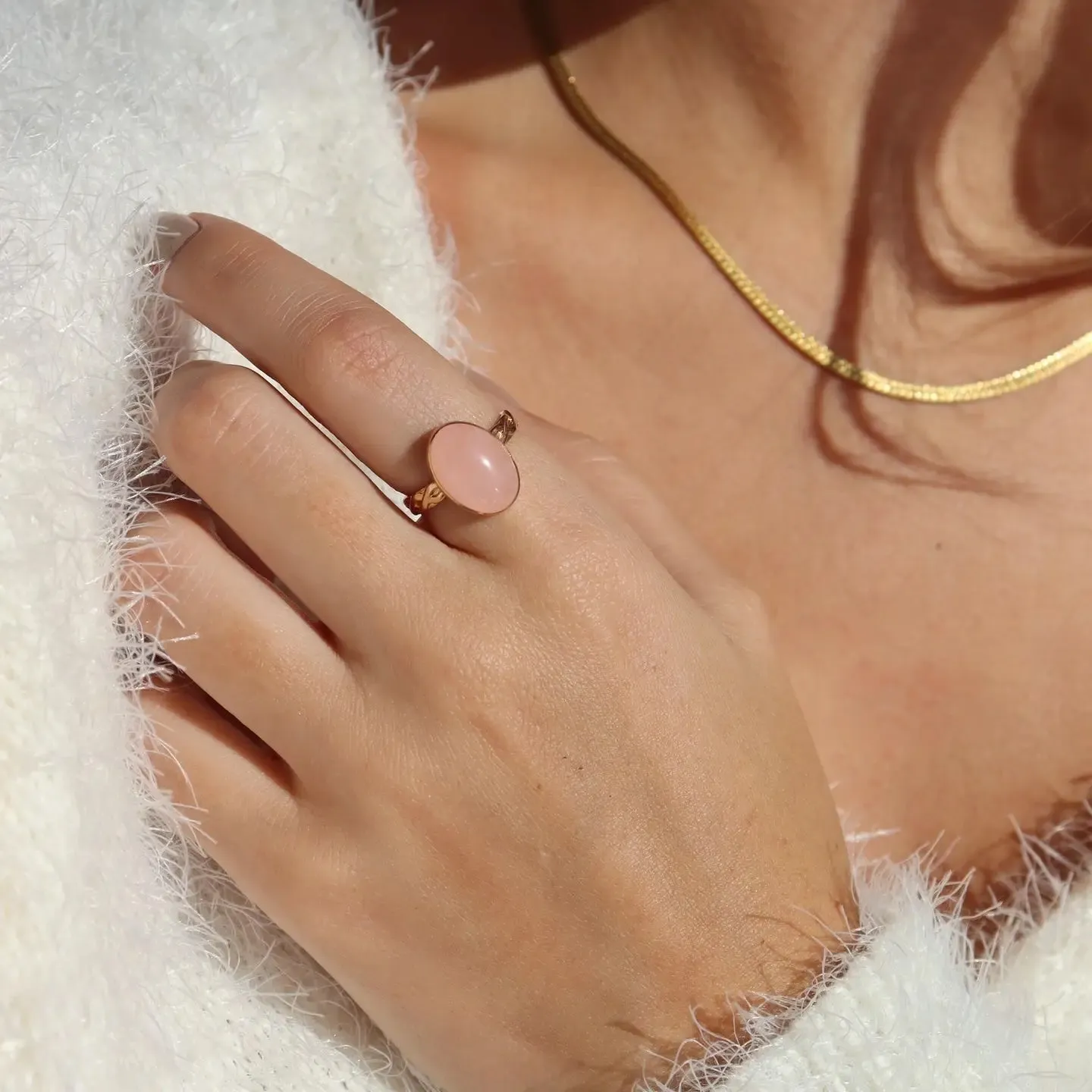Token Jewelry Entwined Rose Quartz Ring