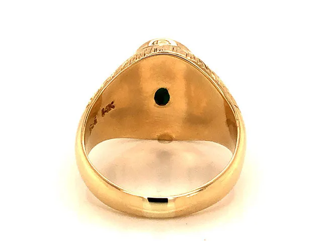 Treebark Textured Green Jade Ring - 14k Yellow Gold