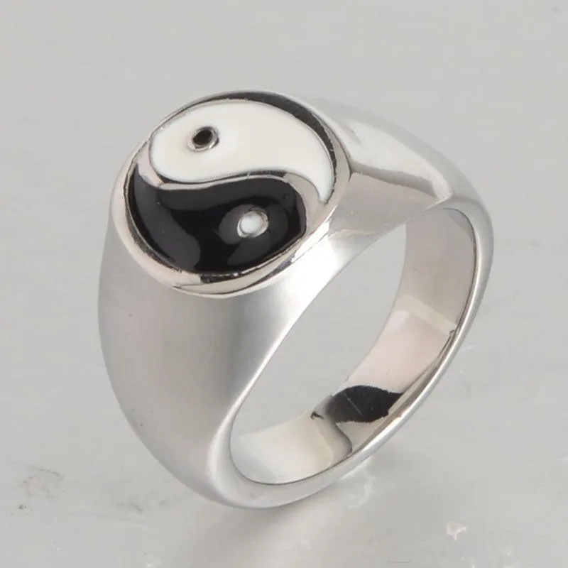 Trendy Jewelry Taoist Bagua Yin Yang Tai Chi Men's Balance Ring Chinese Style Chinese Culture Elegant Rings