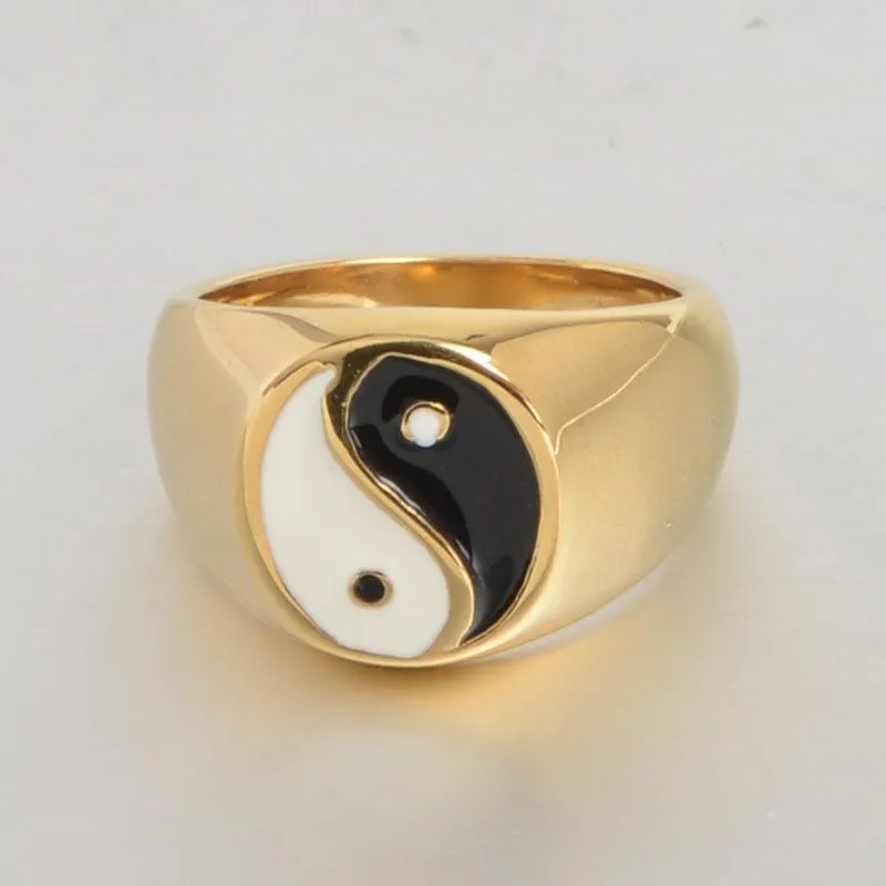 Trendy Jewelry Taoist Bagua Yin Yang Tai Chi Men's Balance Ring Chinese Style Chinese Culture Elegant Rings